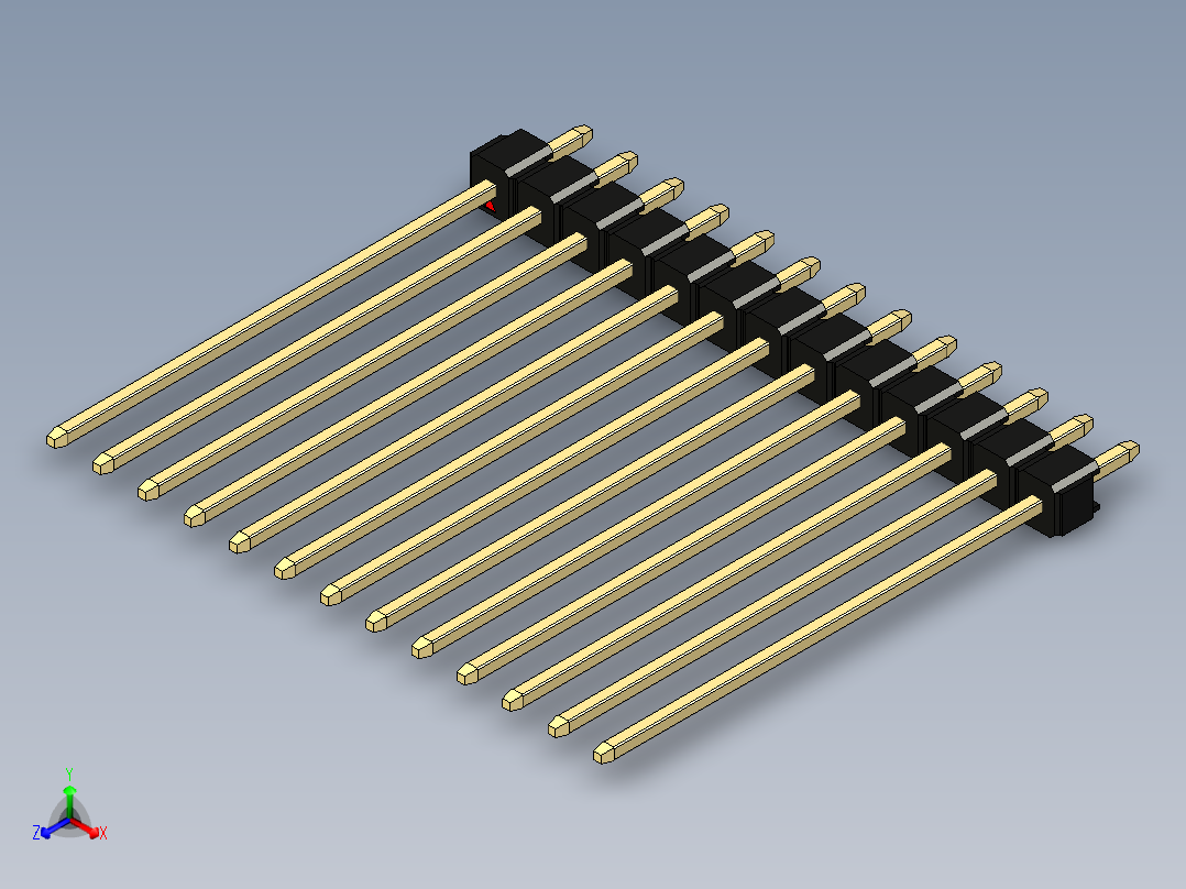 彩色公头100mil（2.54mm）系列-DS1021_black_1x13p_100mil_Type43_rev1.0主视图