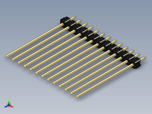 彩色公头100mil（2.54mm）系列-DS1021_black_1x13p_100mil_Type43_rev1.0正等轴测缩略图