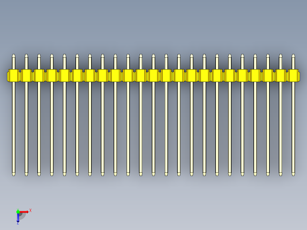 彩色公头100mil（2.54mm）系列-DS1021_yellow_1x23p_100mil_Type19_rev1.0俯视图