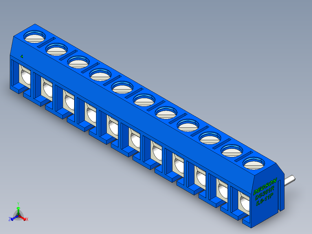 DEGSON DG301 系列 5.0mm 接线端子-DG301R-5.0-11P-12-00AH主视图