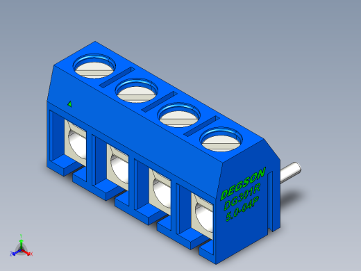 DEGSON DG301 系列 5.0mm 接线端子-DG301R-5.0-04P-12-00AH正等轴测缩略图