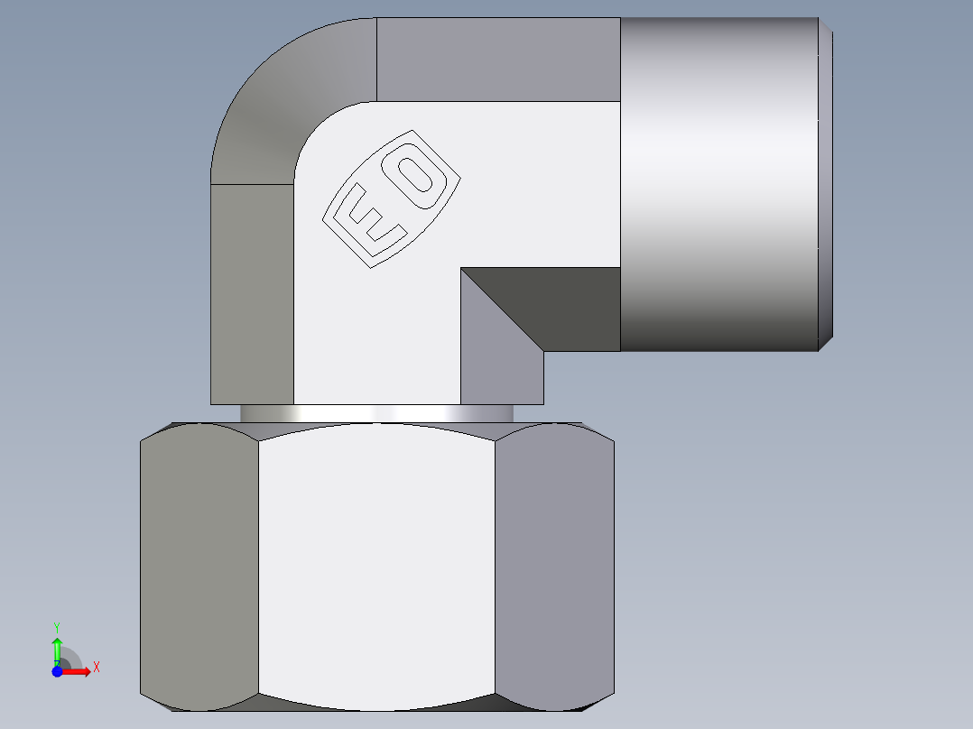 卡套式工业通用硬管接头EO_Swivel_nut_elbow_EW14SOMD71前视图