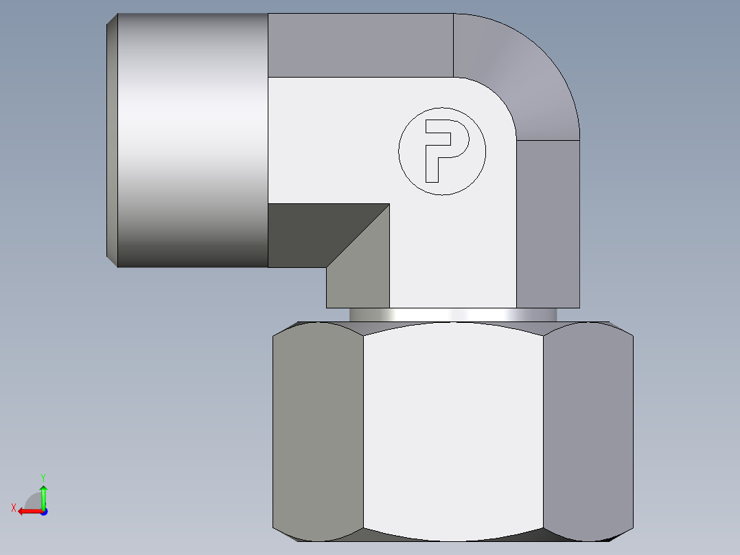 卡套式工业通用硬管接头EO_Swivel_nut_elbow_EW14SOMD71后视图