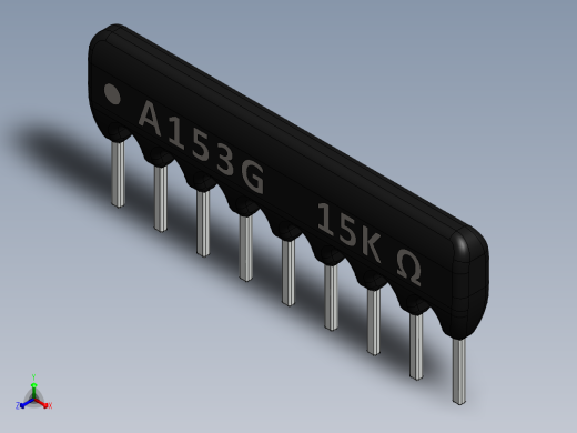 电容器 二极管 电阻器-Resistor Network 15K Ohm 9-Pin正等轴测缩略图