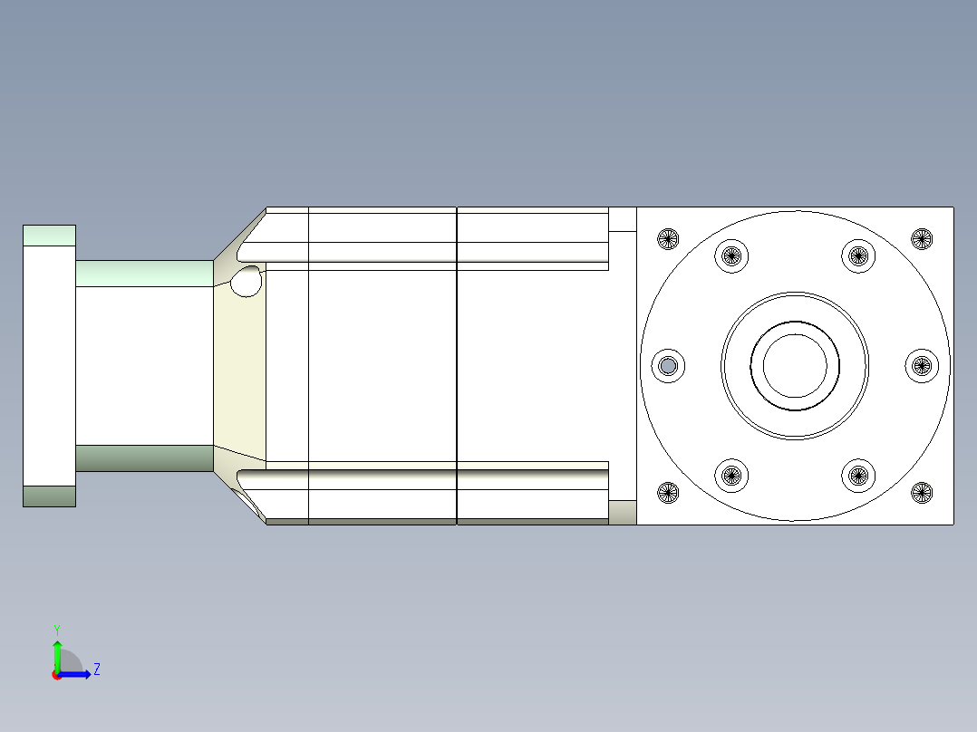 换向器PW90双轴 PGH90T-L3 19-70-90-M6.stp左视图