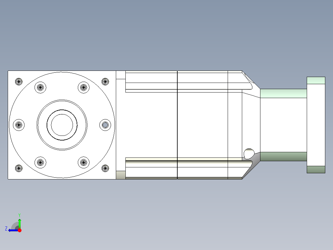 换向器PW90双轴 PGH90T-L3 19-70-90-M6.stp右视图