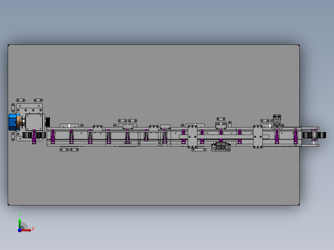 工件定位小型流水线sw18前视图