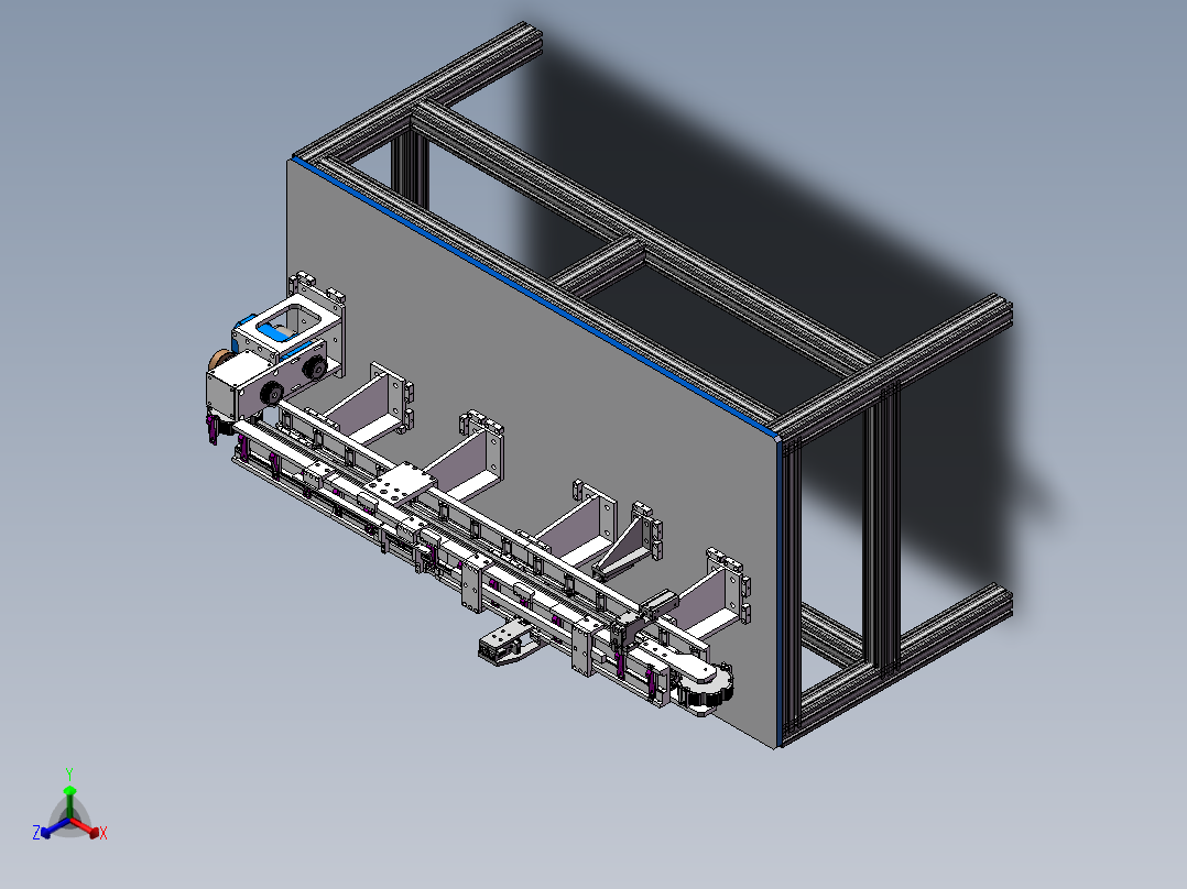 工件定位小型流水线sw18正等轴测图