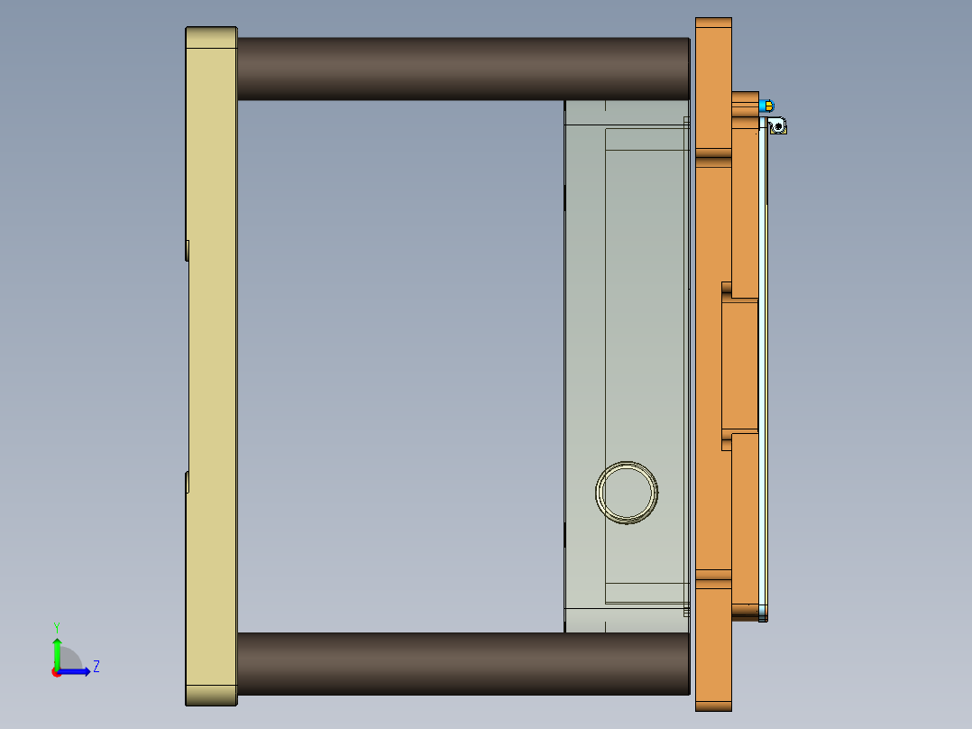 电脑A面金属外壳精铣内腔UG程序模型左视图