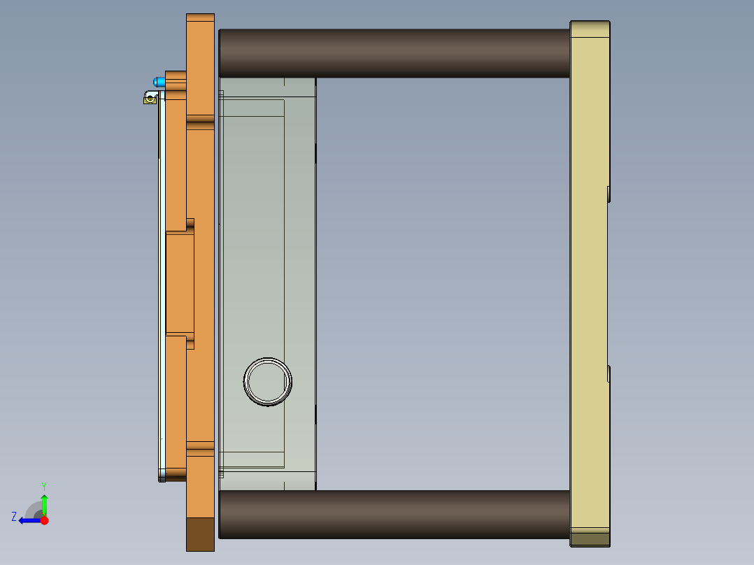 电脑A面金属外壳精铣内腔UG程序模型右视图