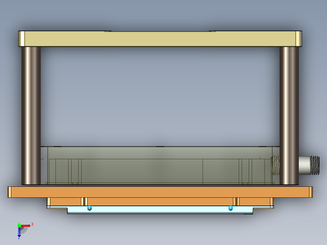 电脑A面金属外壳精铣内腔UG程序模型俯视图