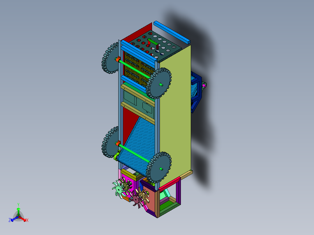稻麦油菜割晒机正等轴测图