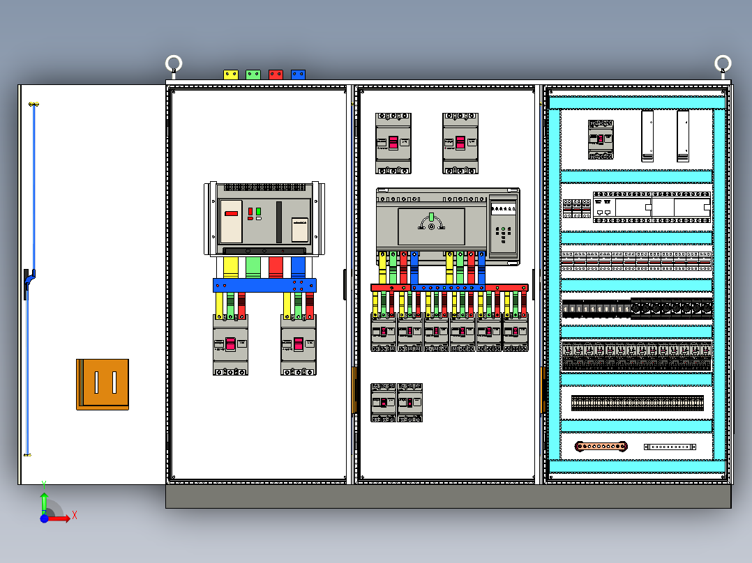 三柜组装万能断路器双电源plc控制柜 55309前视图