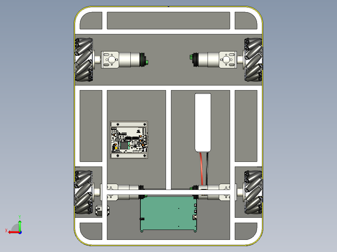 机器人全向麦卡纳姆轮原型后视图