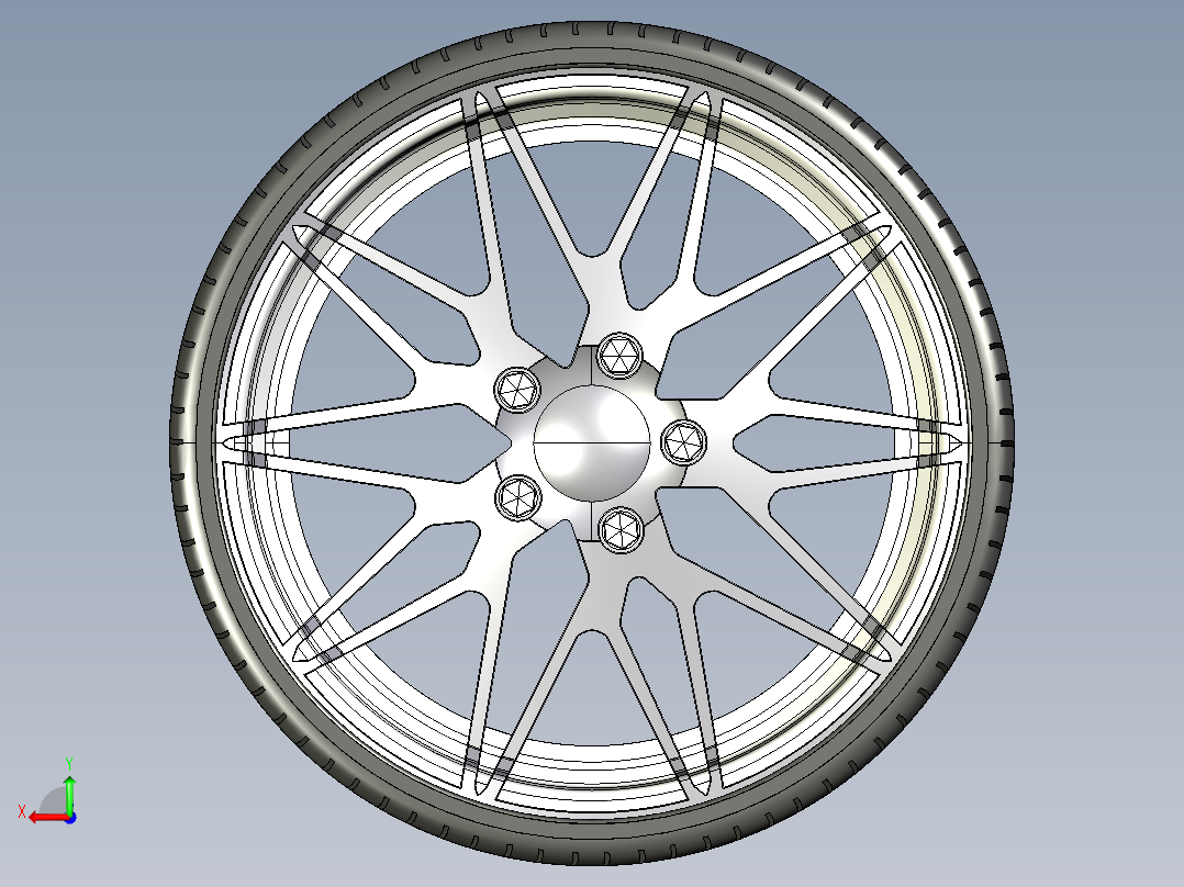 基尼车轮3D模型后视图