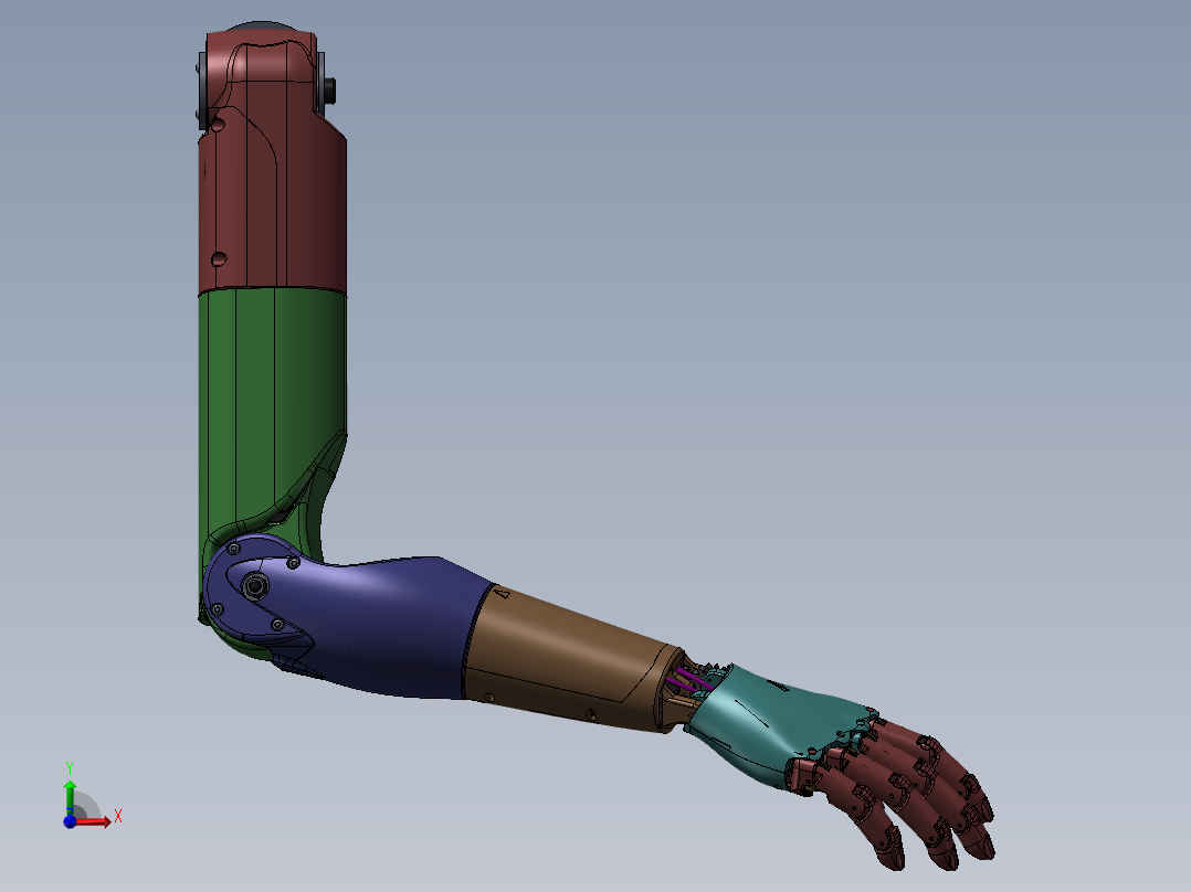 仿生机械手机器人手臂手掌3D模型设计 三维3d图纸 机械设计前视图