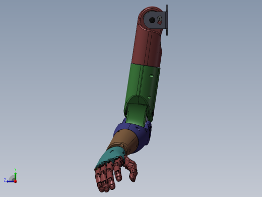 仿生机械手机器人手臂手掌3D模型设计 三维3d图纸 机械设计右视缩略图