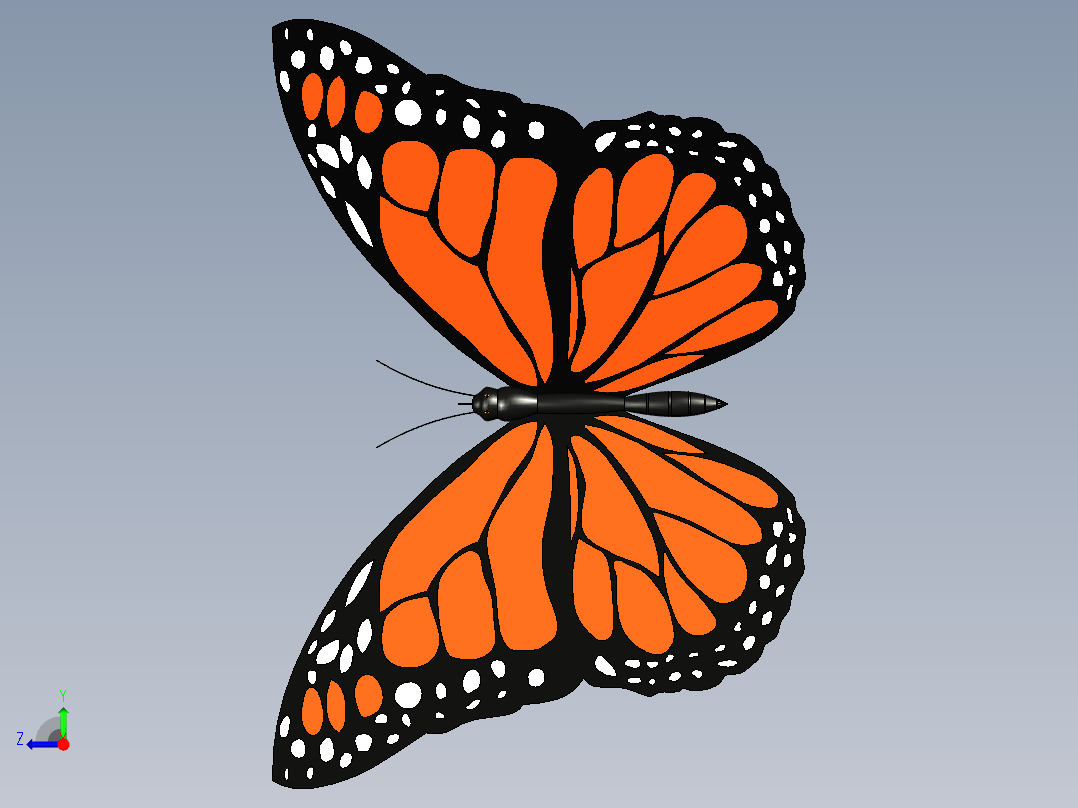 蝴蝶蝴蝶Catia IGES右视图