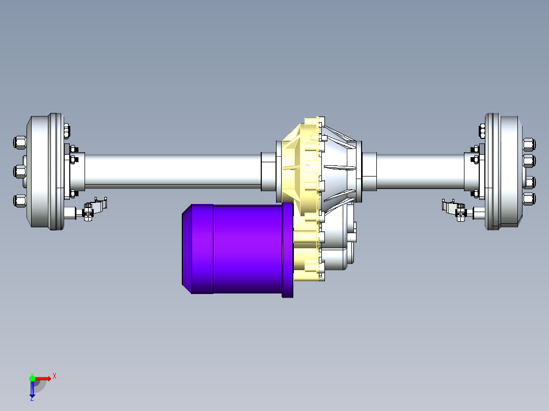 电驱动桥装配体俯视图