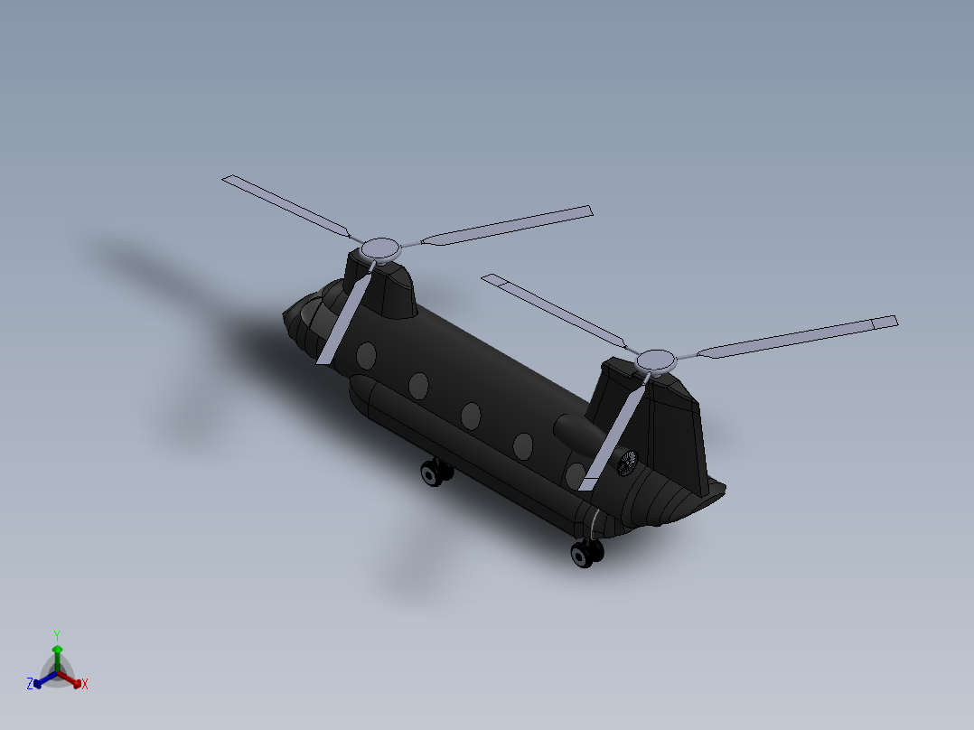 CH-47运输直升机简易玩具正等轴测图