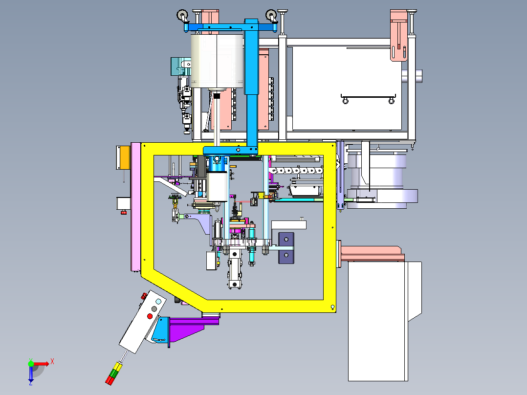 汽车座椅手动滑轨锁夹器组装机step俯视图