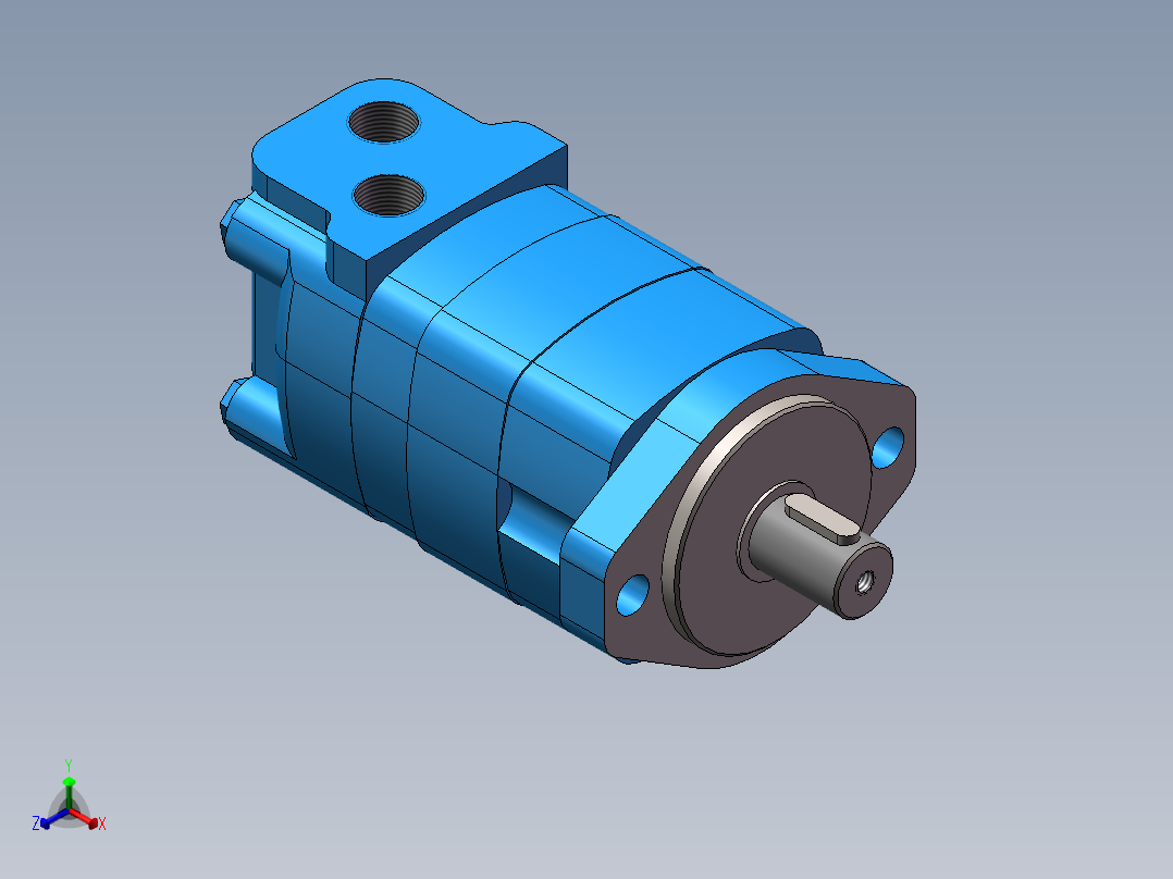 伊顿2K-100摆线液压马达平键轴正等轴测图