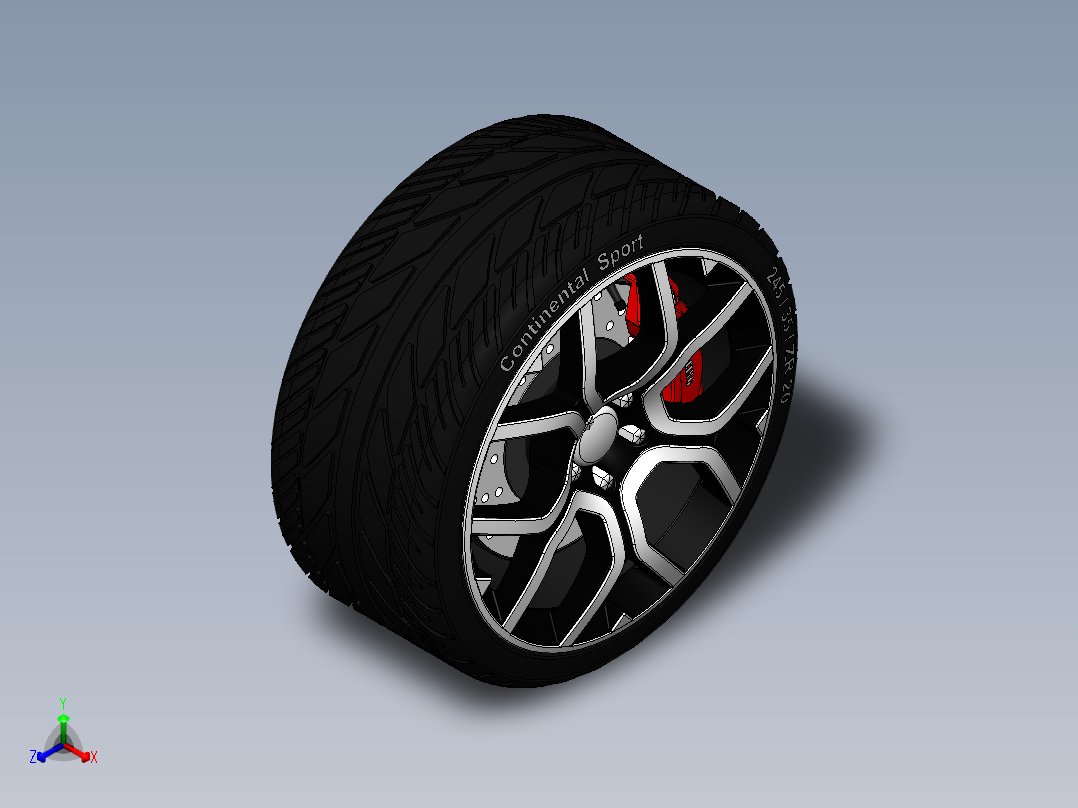 轮胎、车轮、轮毂(182)正等轴测图