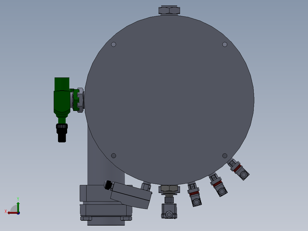 压力容积、钢制的储气罐后视图