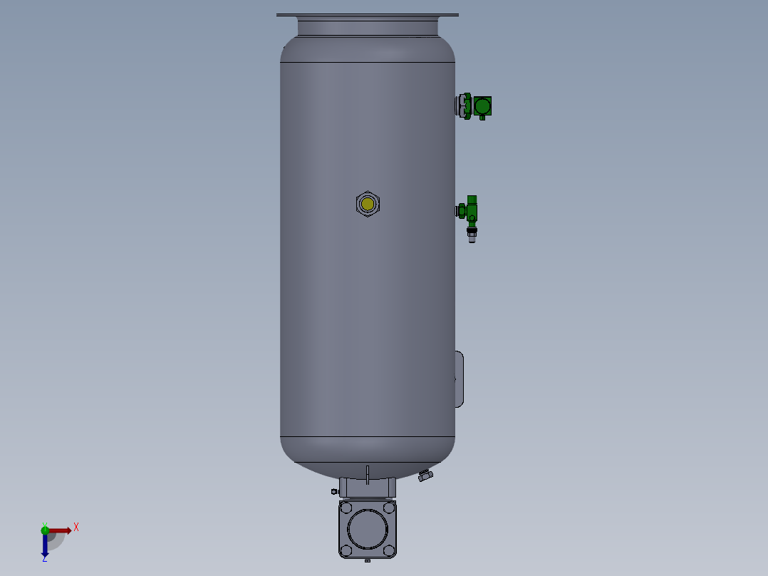 压力容积、钢制的储气罐俯视图