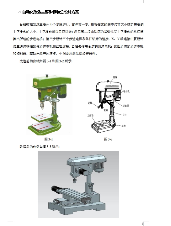 普通小型台钻的自动化改造设计含开题、SW三维及7张CAD图