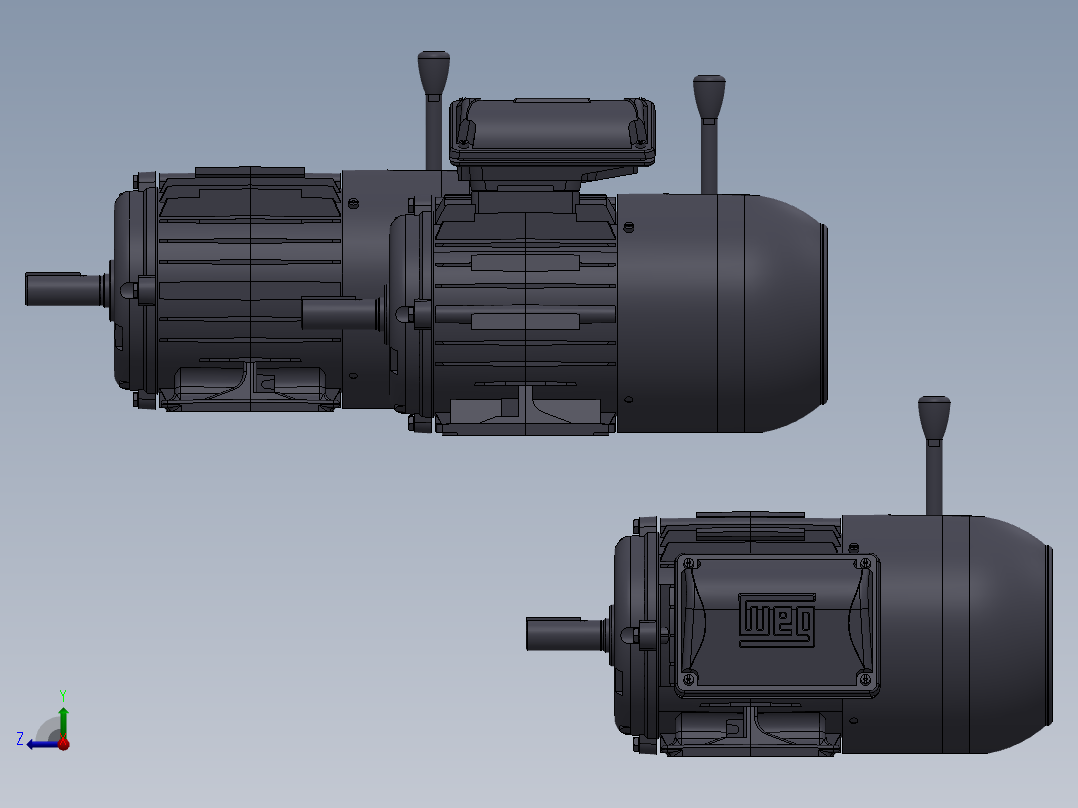 Nema W22制动电机Weg框架143T右视图