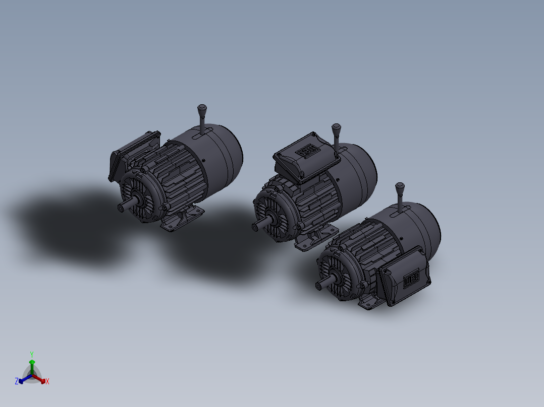 Nema W22制动电机Weg框架143T正等轴测图