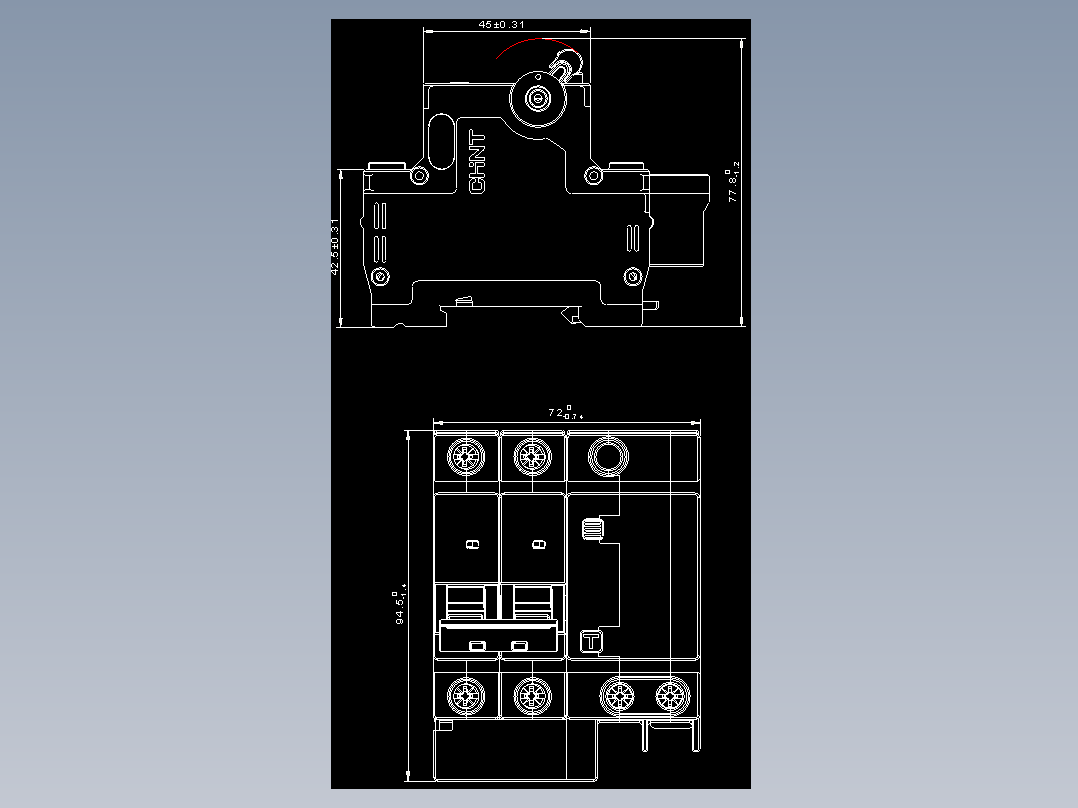 NBHLE-63 2P剩余电流动作断路器外形安装尺寸图202202