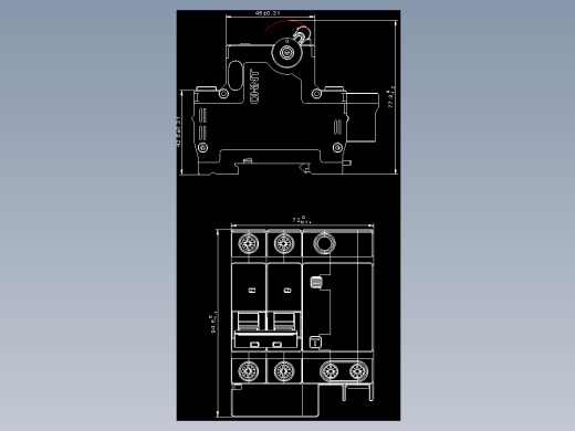 NBHLE-63 2P剩余电流动作断路器外形安装尺寸图202202