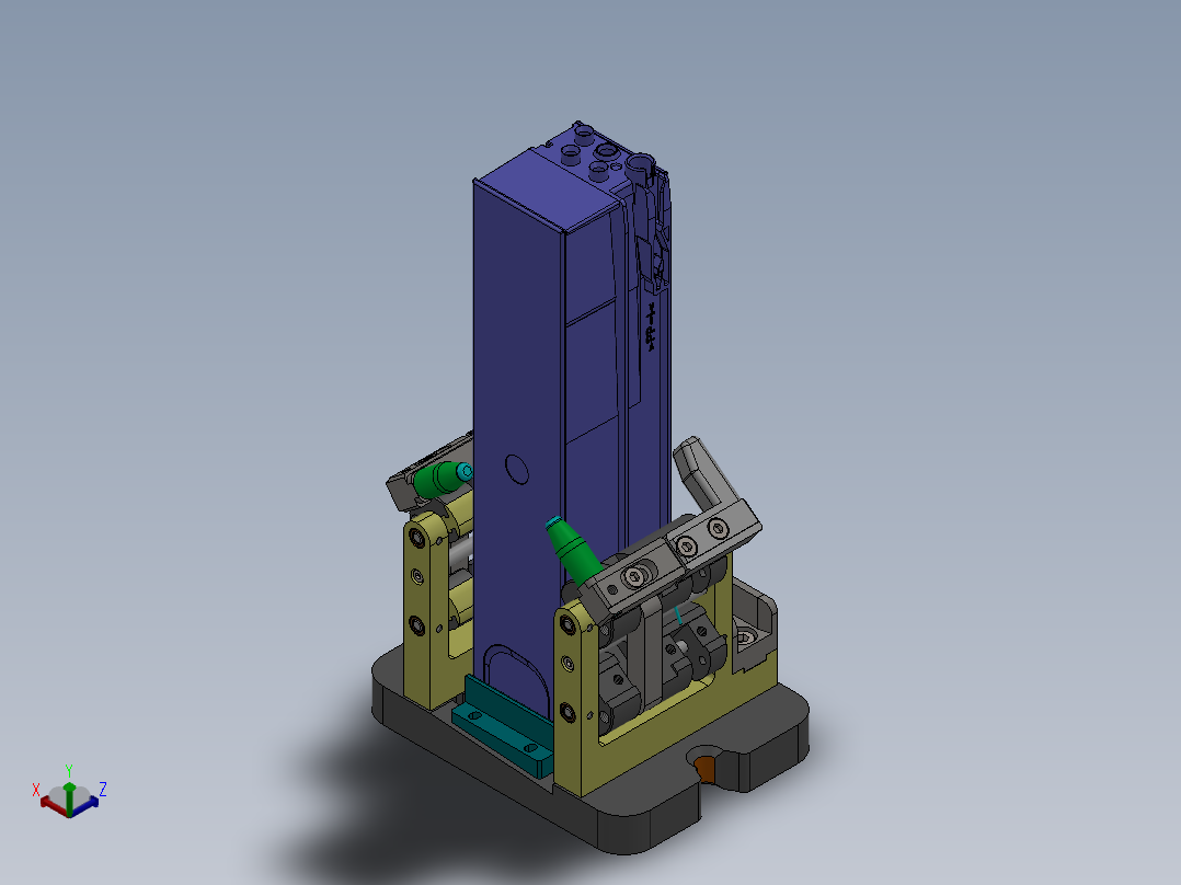 弹性离线双向侧夹居中定位sw17可编辑正等轴测图