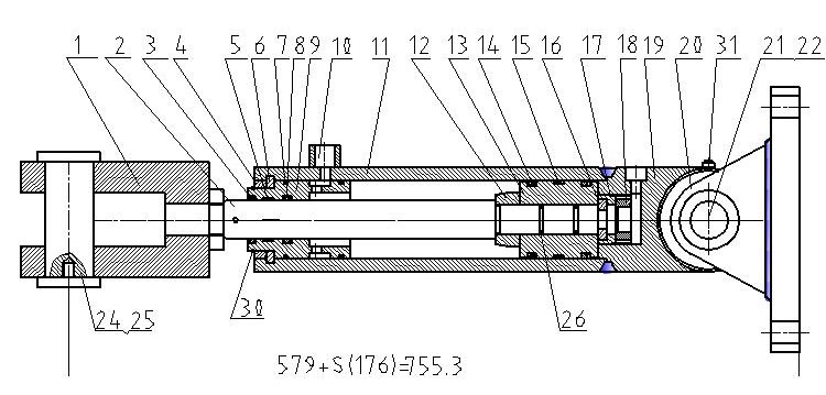 液压缸油缸CAD装配图纸机械设计dwg素材