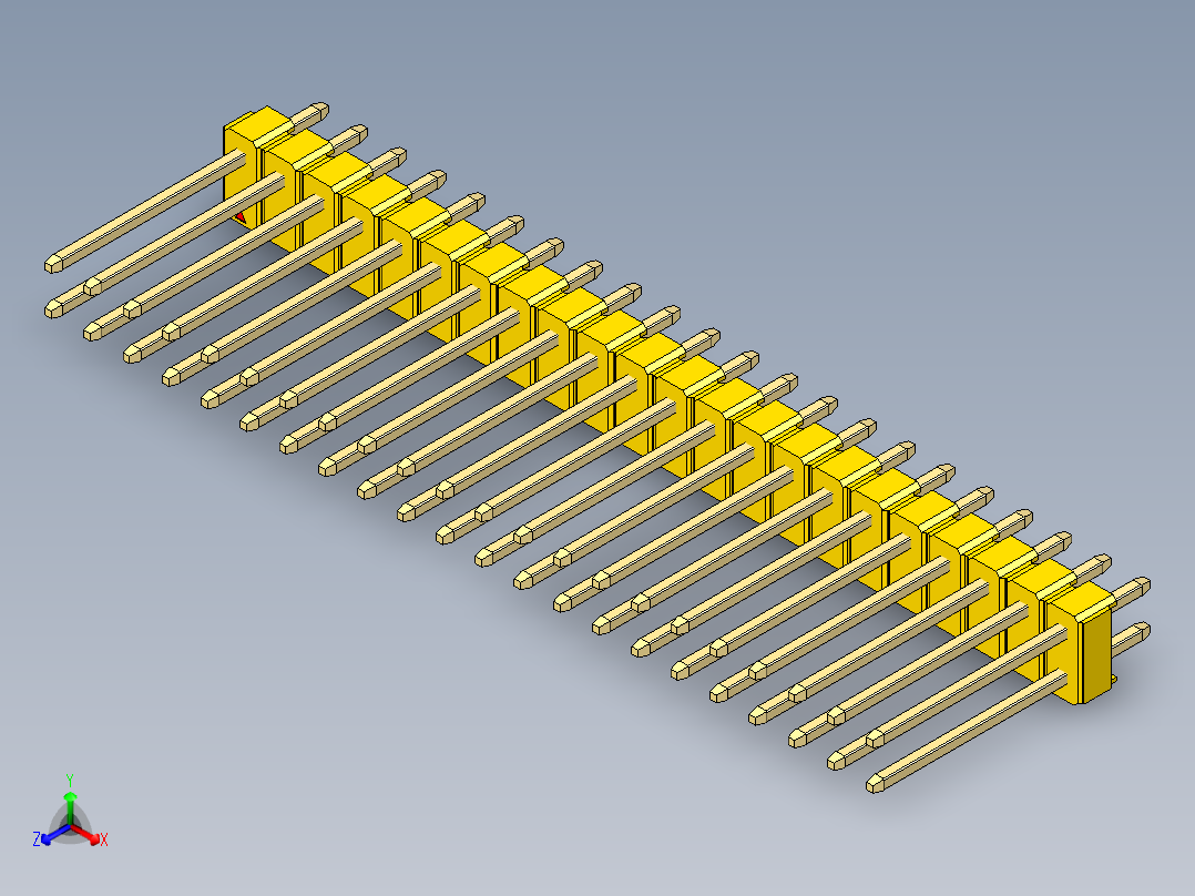 彩色公头100mil（2.54mm）系列-DS1021_yellow_2x22p_100mil_Type5_rev1.0主视图