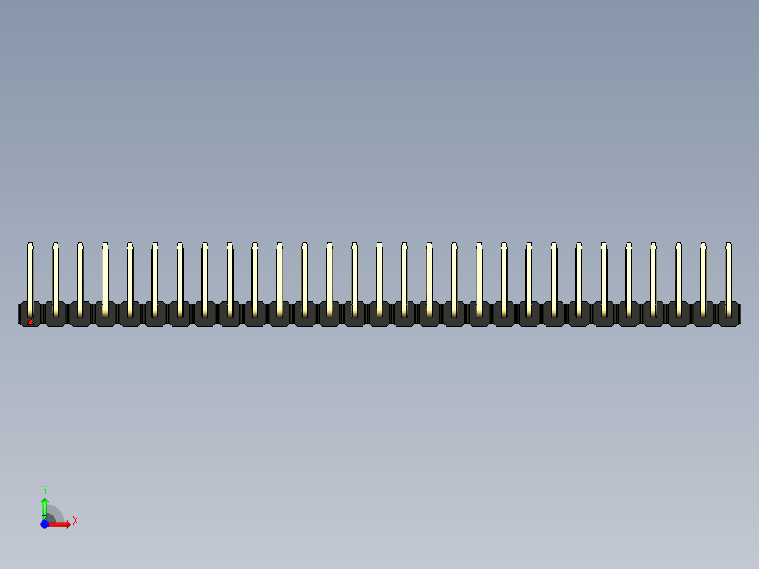 彩色公排针 100mil 2.54mm 系列-DS1022_black_29p_100mil_TypeU_rev1.0前视图