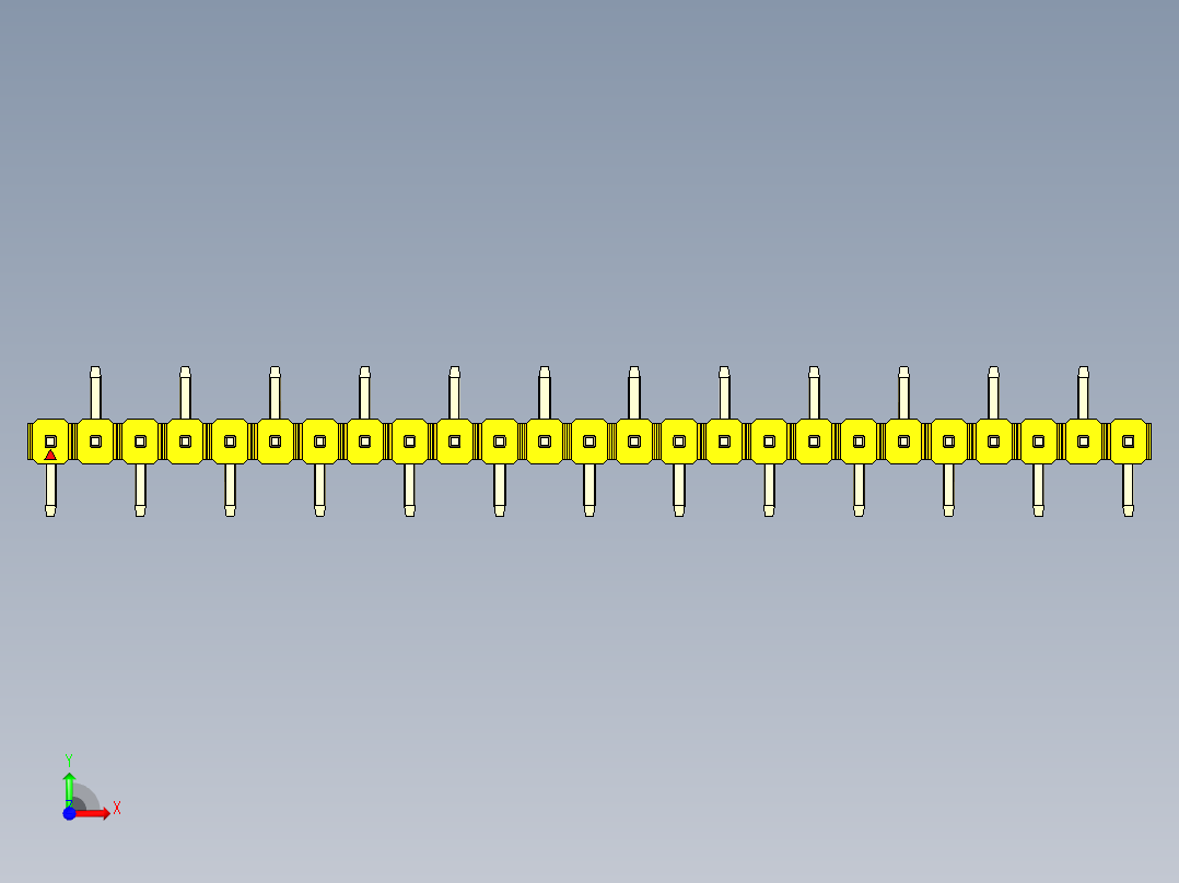 彩色公排针 100mil 2.54mm 系列-DS1022_yellow_25p_100mil_Type_SMT_R2_rev1.0前视图