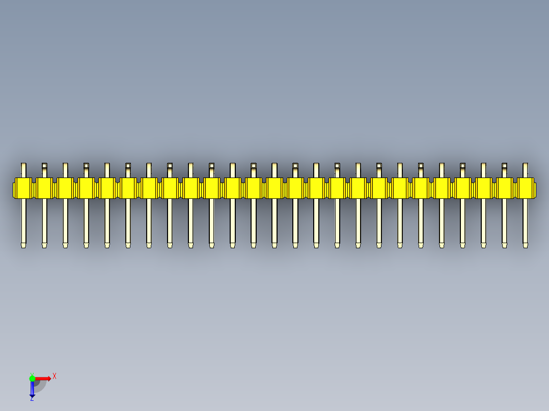 彩色公排针 100mil 2.54mm 系列-DS1022_yellow_25p_100mil_Type_SMT_R2_rev1.0俯视图