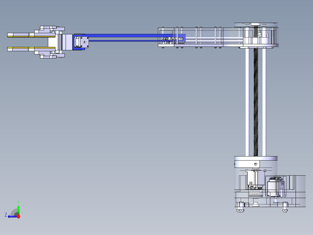 圆柱坐标伸缩上下机械臂右视图