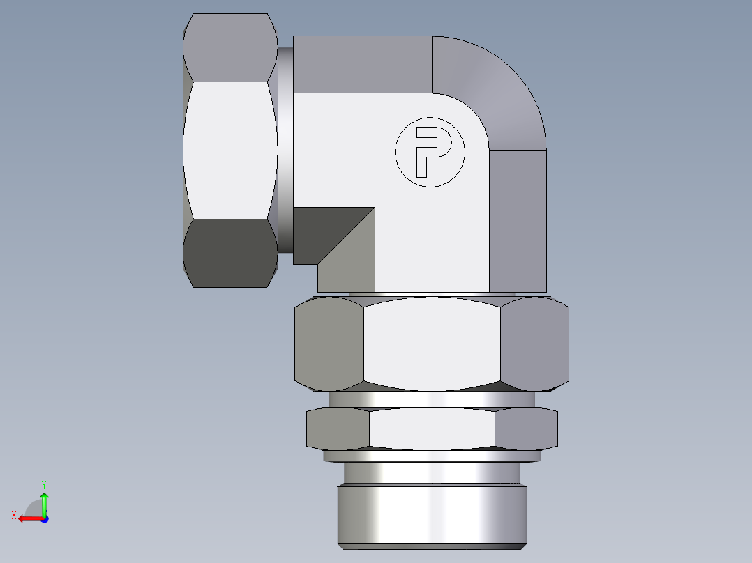 卡套式工业通用硬管接头EO_Assembled_adjustable_standpipe_elbow_EVW42LR71后视图