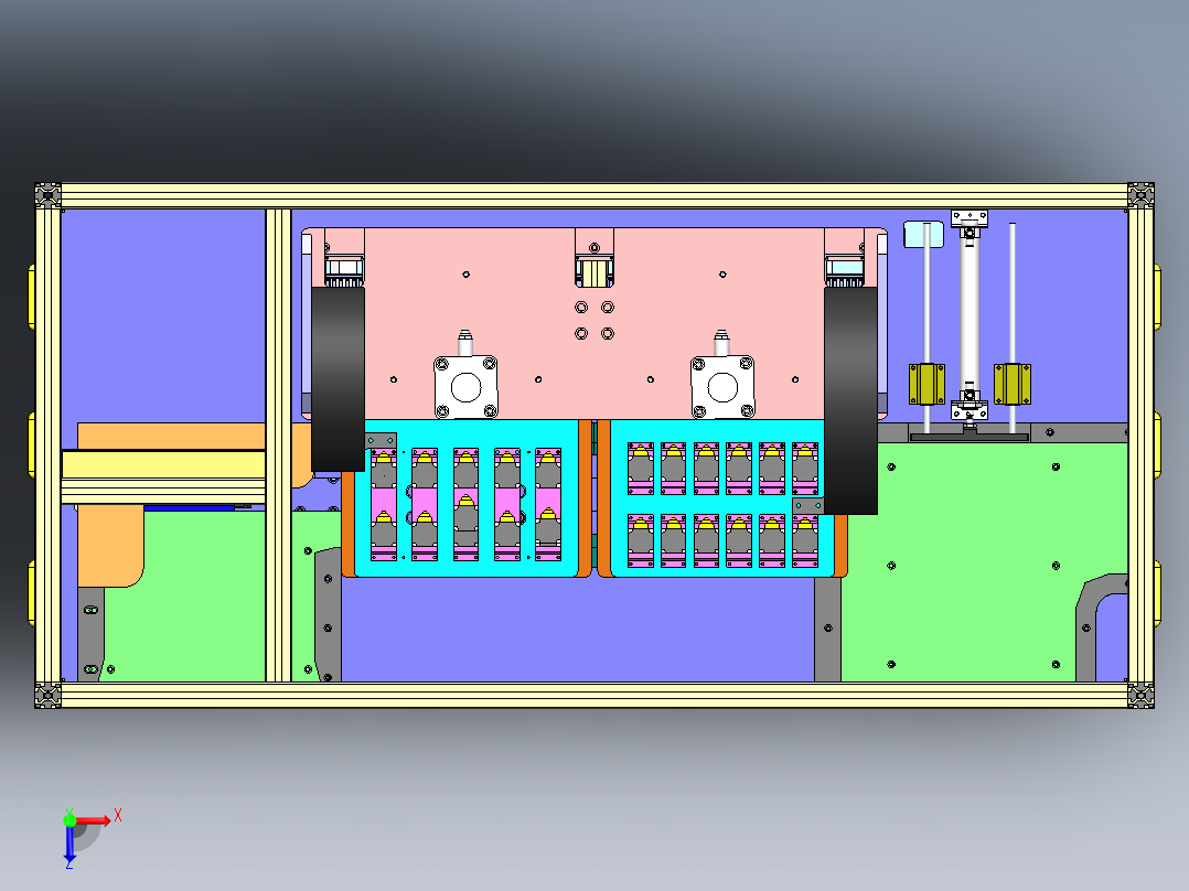 多头螺丝机、自动化LED面板螺丝锁付机俯视图