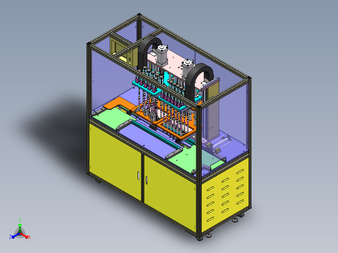 多头螺丝机、自动化LED面板螺丝锁付机正等轴测图