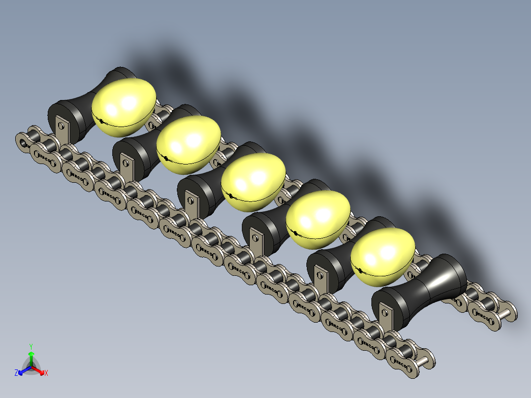 蛋托滚子链---stp正等轴测图