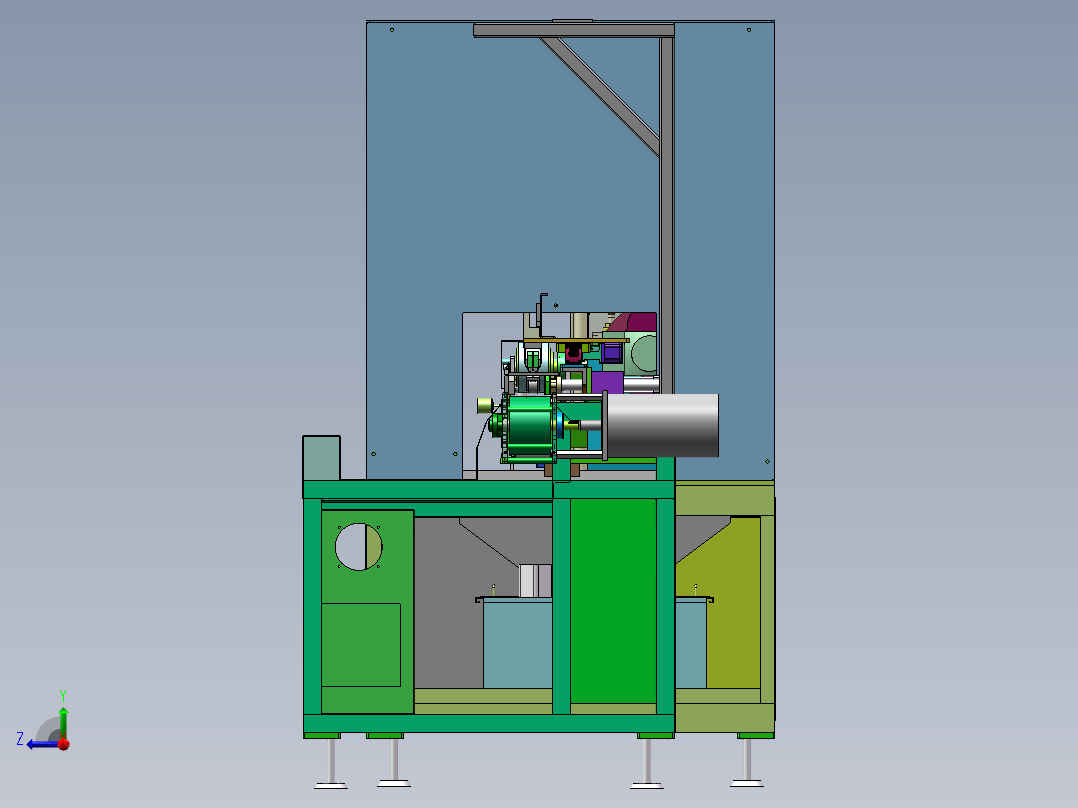 在线锯切冲切一体机(sw18可编辑+工程图+bom）右视图