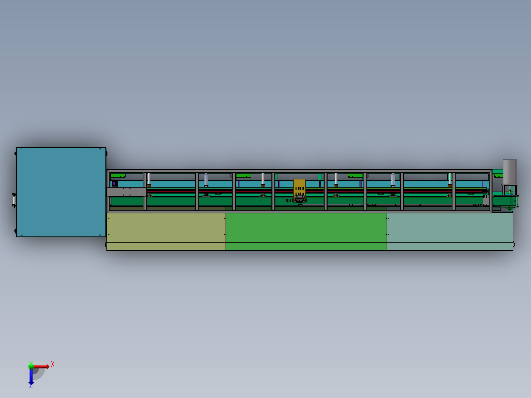 在线锯切冲切一体机(sw18可编辑+工程图+bom）俯视图