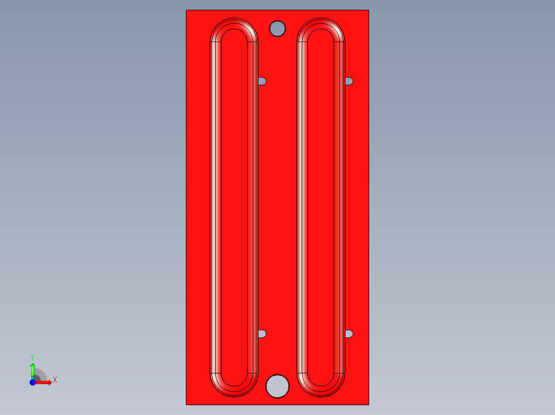 小尺寸方块铝板开粗上表面程序模型前视图
