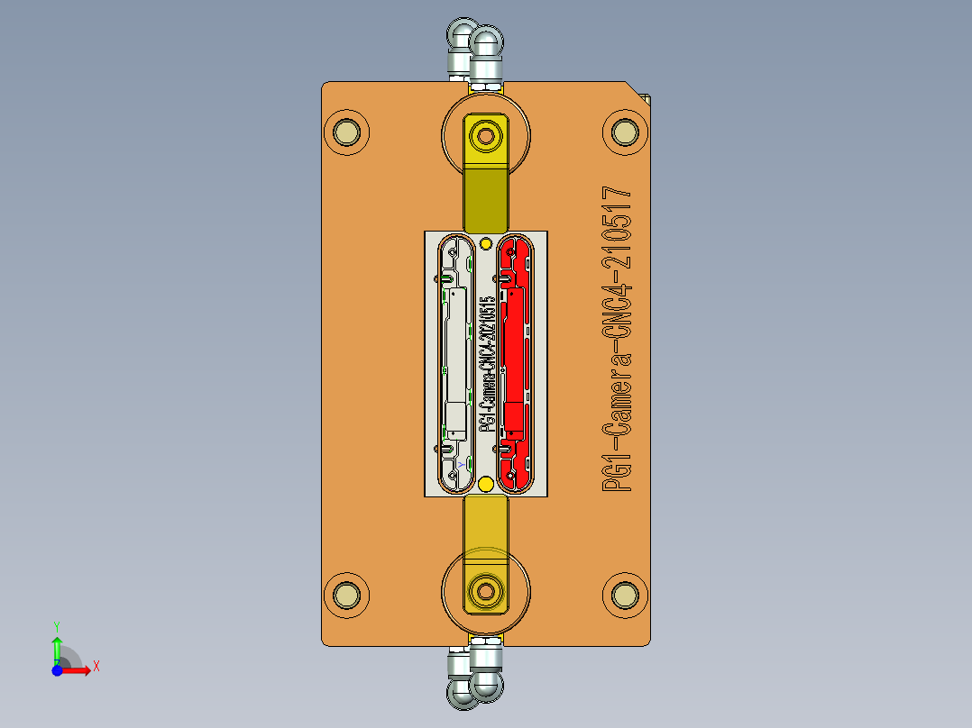 一款金属按键盖铣内腔程序模型前视图