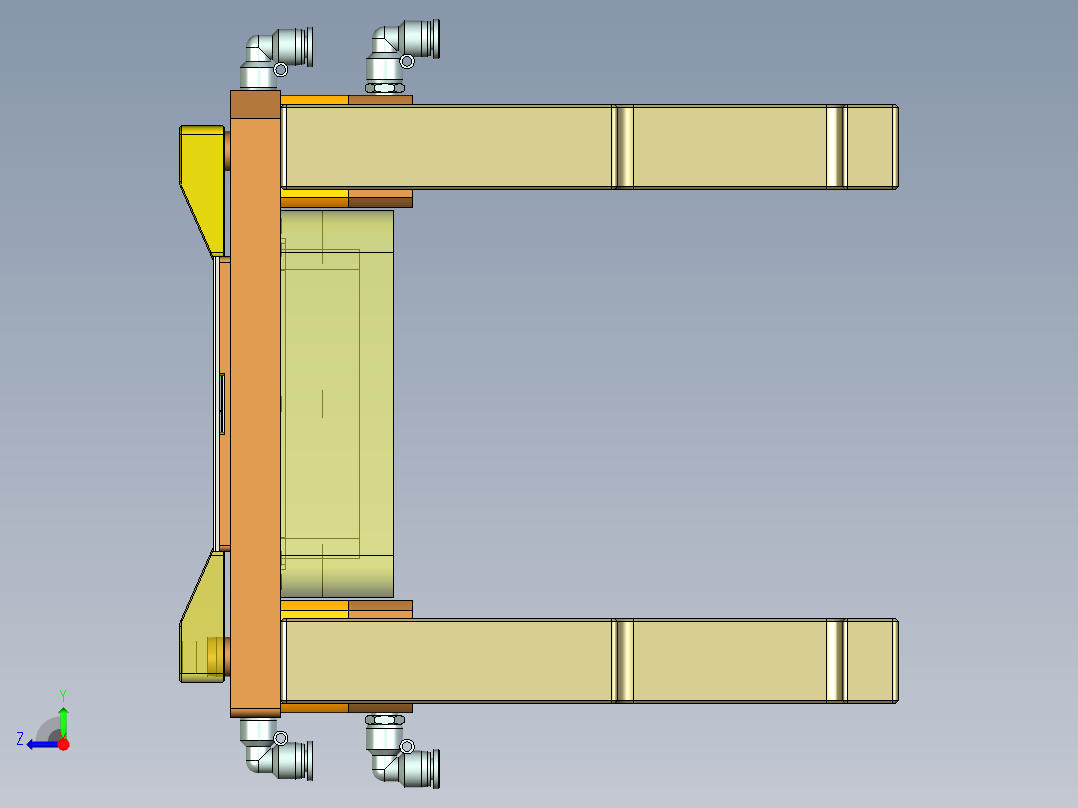 一款金属按键盖铣内腔程序模型右视图